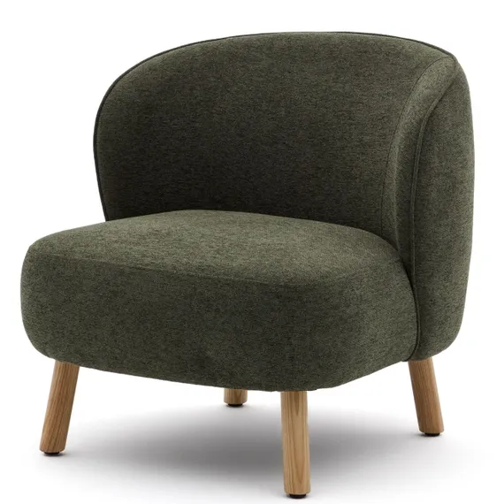 Кресло Ulit из зеленого шенилла с ножками из светлого бука
