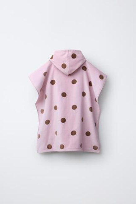 ZARA ПОЛОТЕНЦЕ-ПОНЧО В ГОРОШЕК, РОЗОВЫЙ