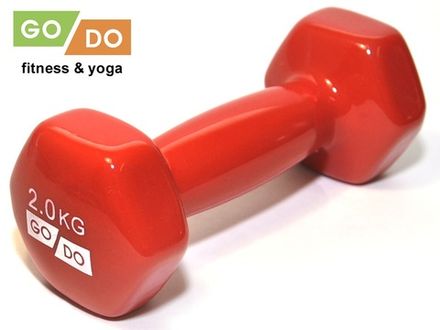 Гантель GO DO в виниловой оболочке.  Вес 2  кг.  (Красный)