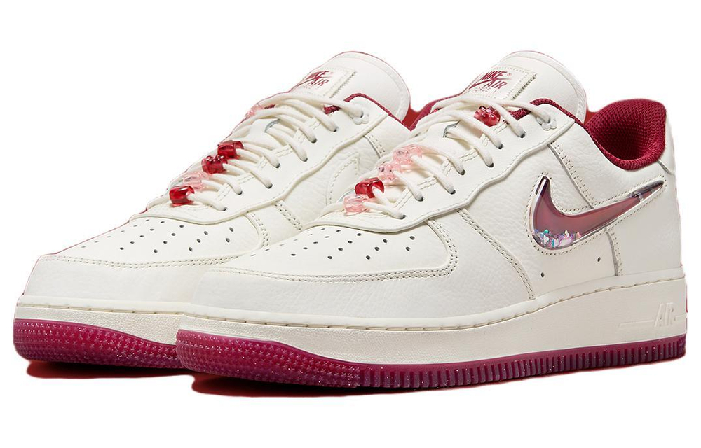 Nike Air Force 1 "Valentine Day" comfortable and versatile temperament trend Valentine's Day limited Year of the Dragon New Year non-slip wear-resistant low-top sneakers women's white red/white powder