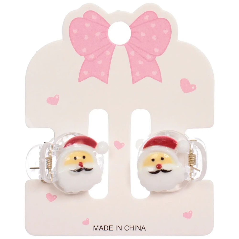 Заколки - крабы для волос 2шт на блистере «Новогодние друзья - Дед Мороз», 2см (в пакете с подвесом)