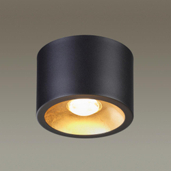 6669/1CL HIGHTECH ODL19 337 черный с золотым фоль-м Потолочной накладной светильник LED GU10 1*7W 220V GLASGOW (вместо 3878/1CL)