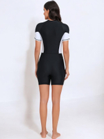 Купальник слитный с шортами и белыми вставками