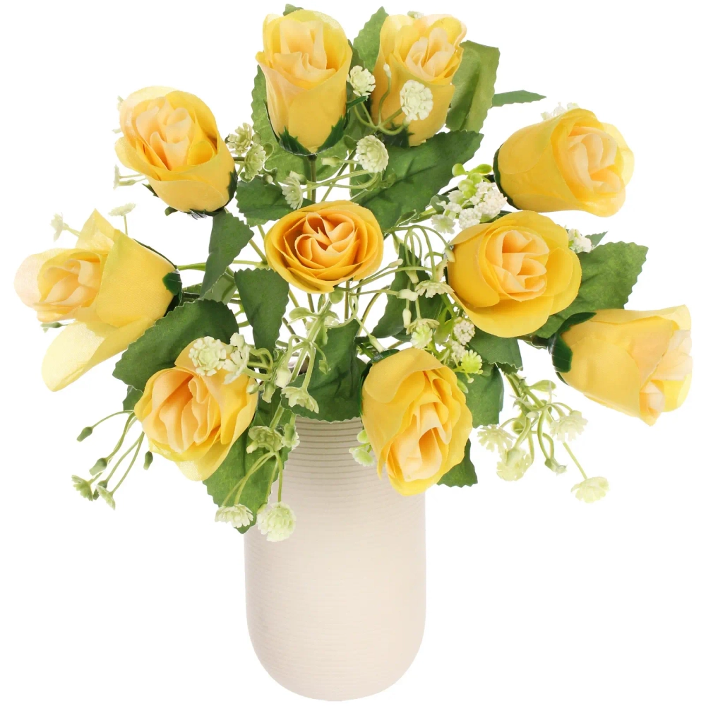 Искусственные цветы «Букет роз» 32см 10 цветков желтые