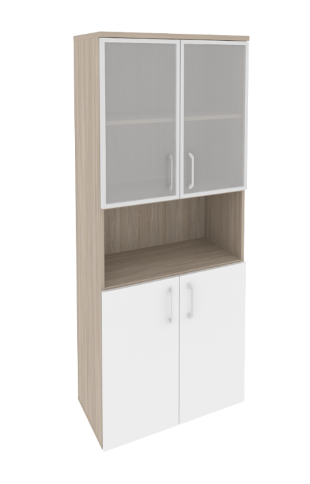 Шкаф высокий широкий с 2 комплектами дверей и стеклом в раме Onix