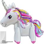 Шар 3D (23"/58 см) Фигура, Единорог, Звездная радуга, Белый, 1 шт. в упак.