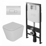 Унитаз подвесной с инсталляцией D&K Berlin DS1431602 белый/кнопка белая, безободковый, с крышкой микролифт