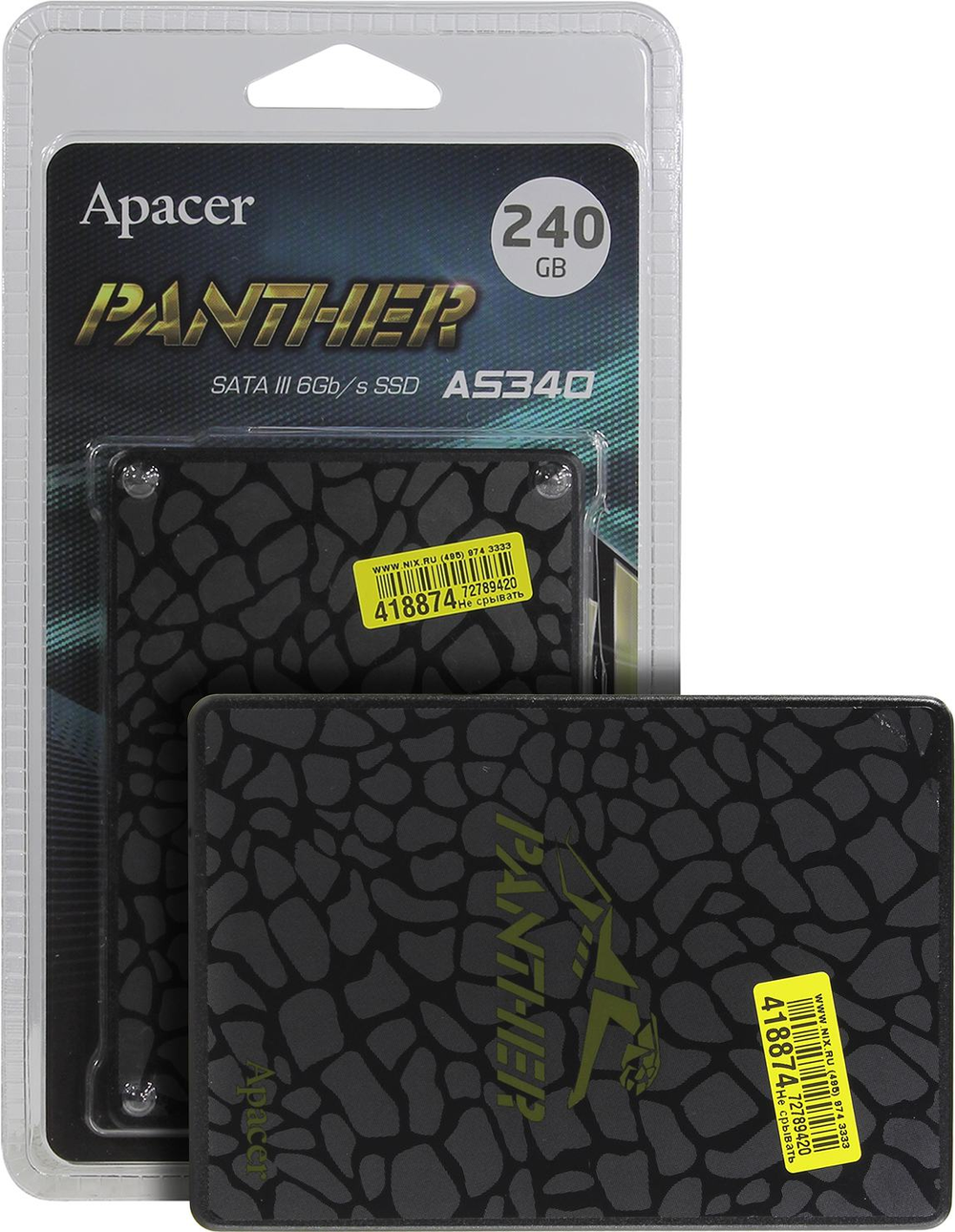 SSD 240 Gb SATA 6Gb/s Apacer AS340 Panther  &lt;AP240GAS340G(-1)&gt;  2.5" 3D TLC