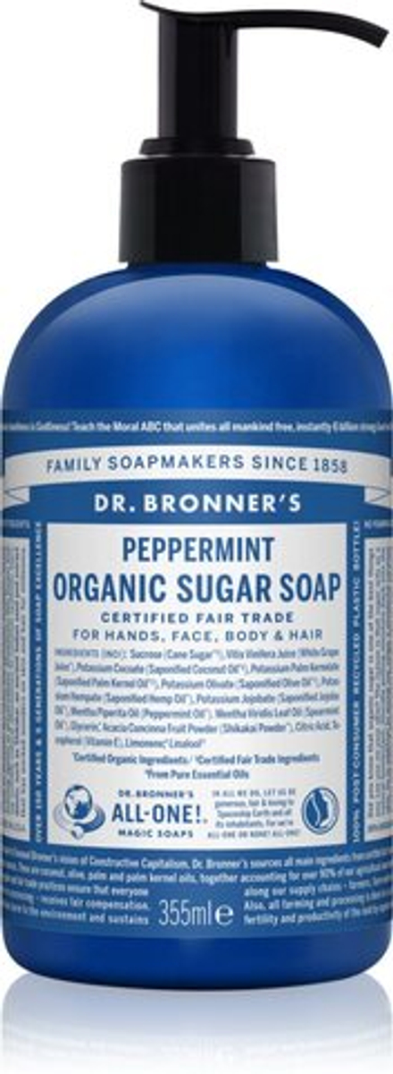 Dr. Bronner’s Peppermint - жидкое мыло для тела и волос /   355  ml  / GTIN 0018787830529