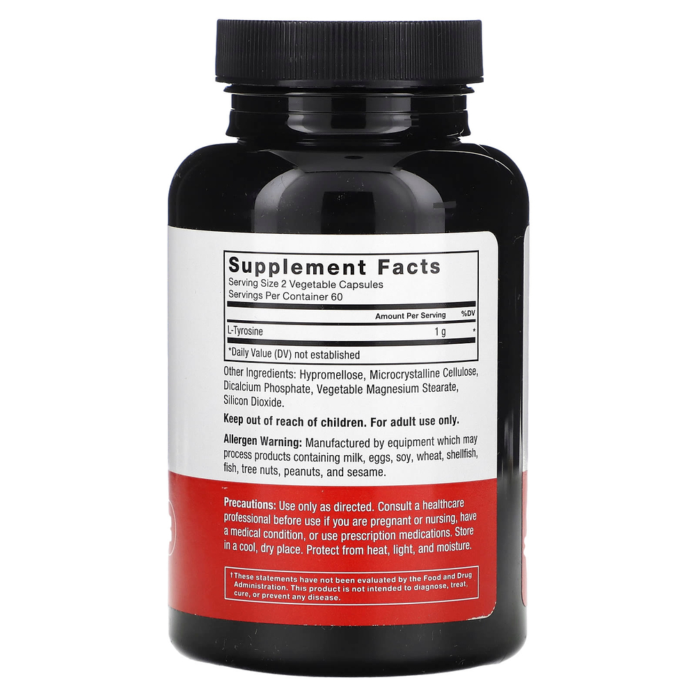 Force Factor, L-тирозин, 500 мг, 120 растительных капсул