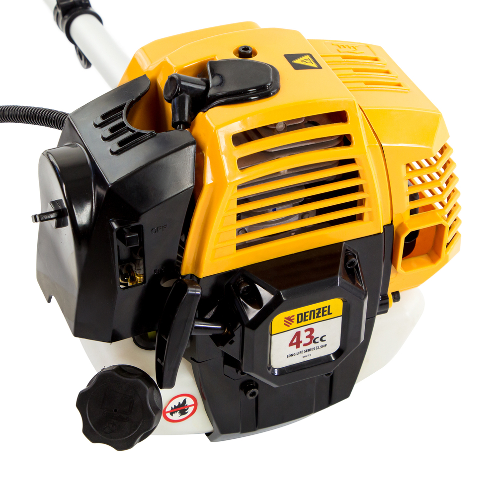 Триммер бензиновый DR-43, 43 см3, неразъемная штанга, состоит из 2 частей Denzel