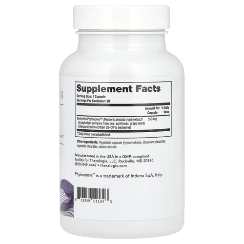 Theralogix, Берберин, улучшенное усвоение, 90 капсул (550 мг на капсулу)