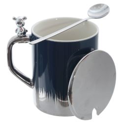 GAEM Кружка с крышкой и ложкой, 330 мл, L12 W8 H12,5 см, 4в.