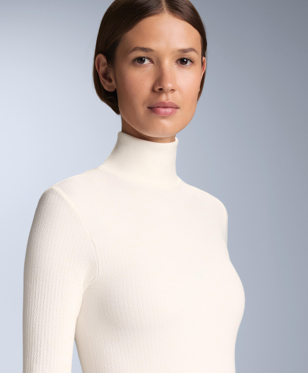 Oysho Бесшовная футболка из мериносовой шерсти, базовый слой, светло-бежевый