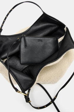 ZARA ДВУСТОРОННЯЯ СУМКА-ШОПЕР, ЧЕРНЫЙ