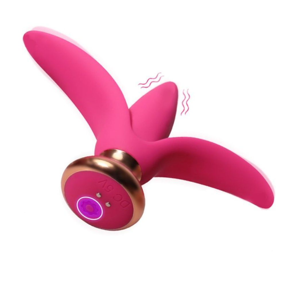 Розовая анальная вибровтулка с лепестками (Цвет: розовый)