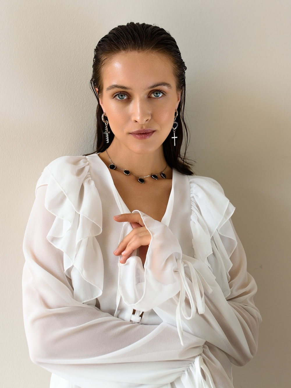 Чокер "Amour" с черным агатом Silver