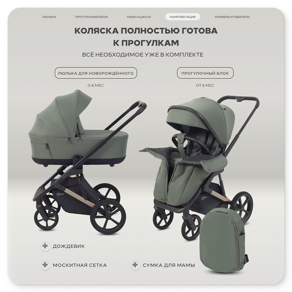 Детская коляска Rant Garda 3 в 1 с автокреслом Evomax Black Olive