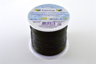 Резинка для бисероплетения (эластомерная нить) Гамма (спандекс без оплетки), диаметр 1мм, длина 100м, цвет черный,