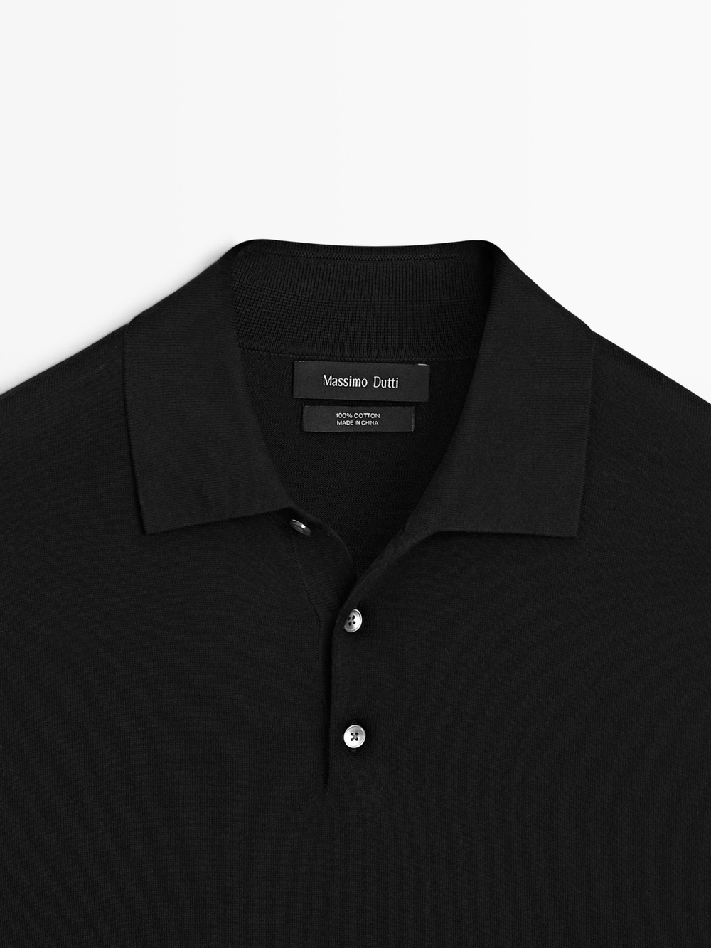 Massimo Dutti Поло из 100% хлопка, черный