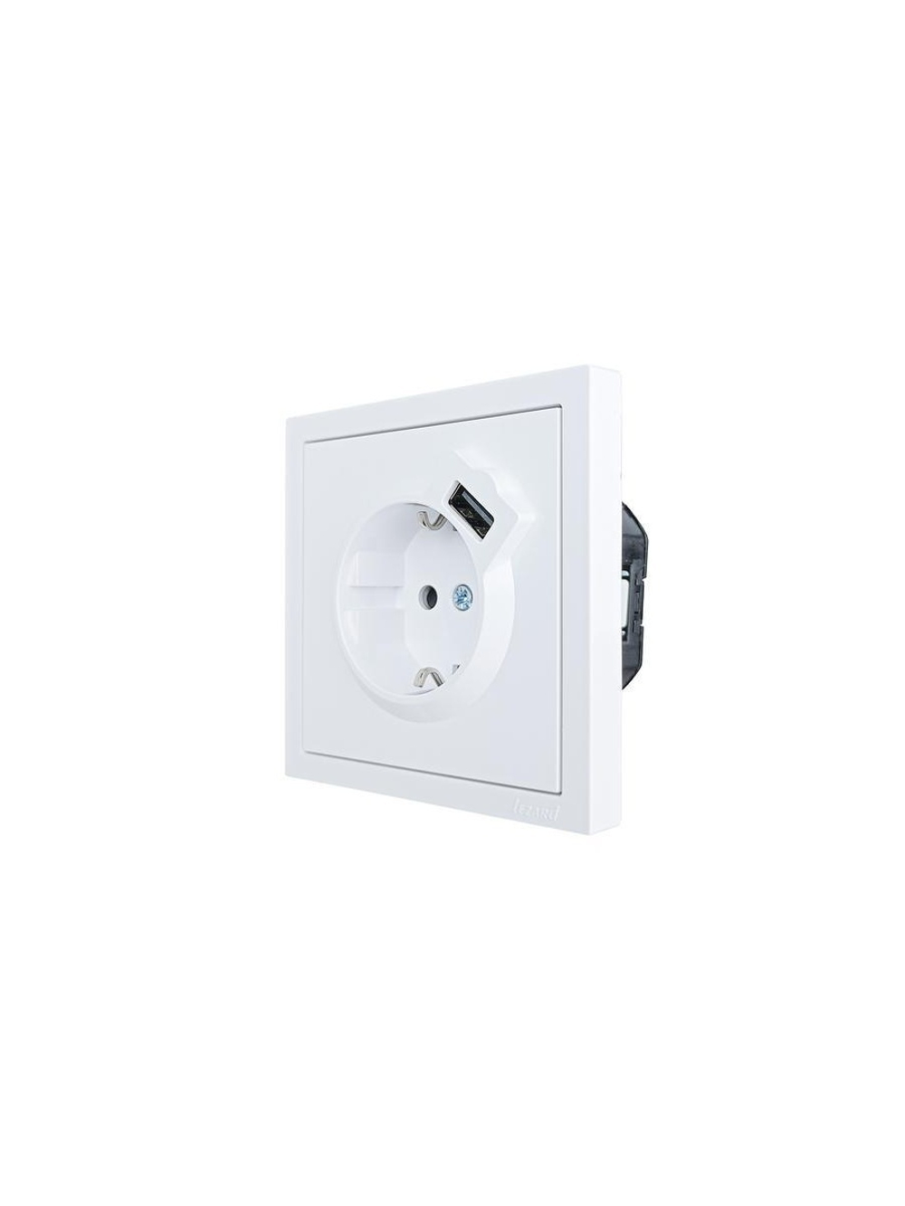 Розетка 1-мест. с/з+USB разъем ZIMA IP20 бел. LEZARD 704-0288-181