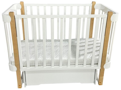 Детская кроватка Кедр Adele поперечный маятник c ящиком белый/бук