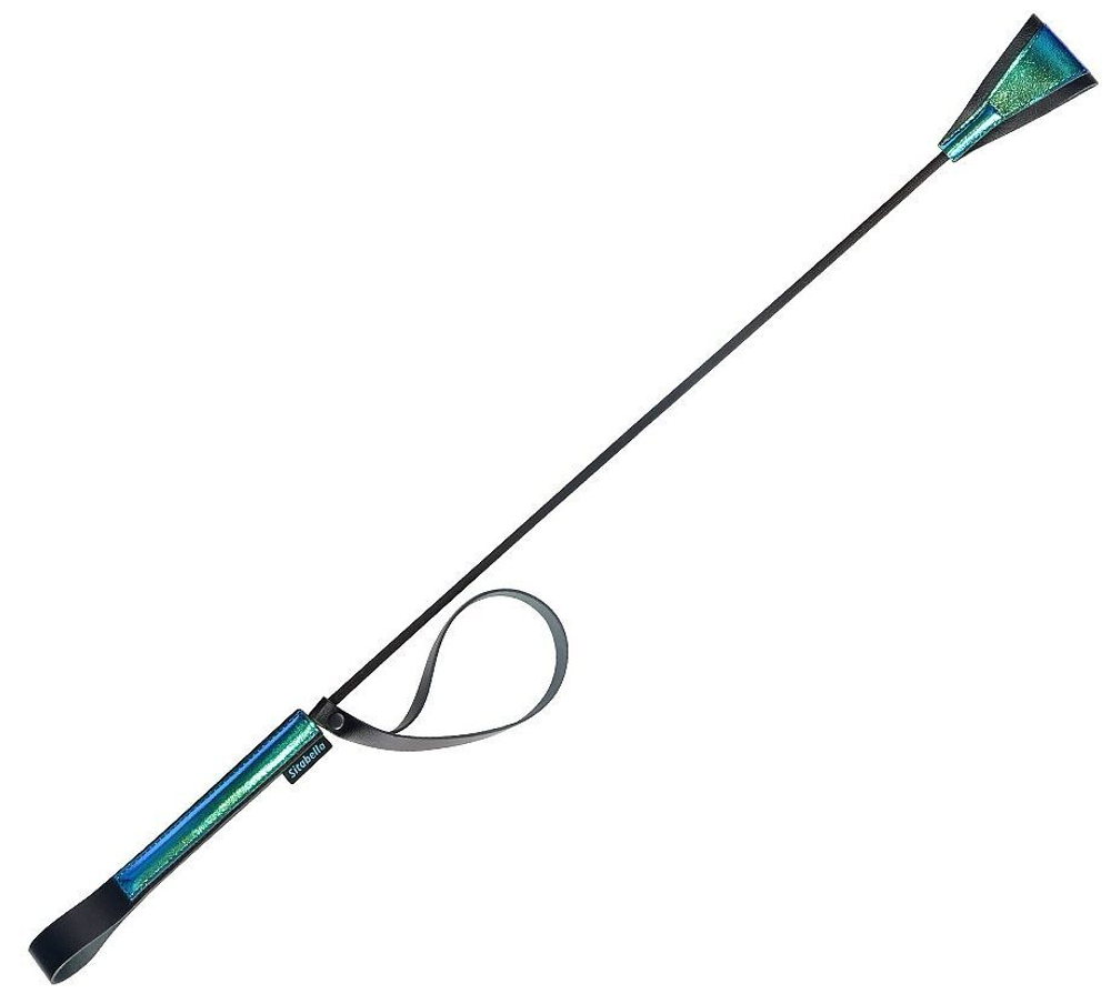 Черно-синий стек с хлопушкой из кожи - 62 см.