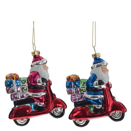 GAEM Украшение новогоднее "Дед Мороз на мопеде", L9 W3 H11,5 см, 2в.