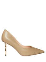 Женские туфли бежевые с бамбуковым каблуком