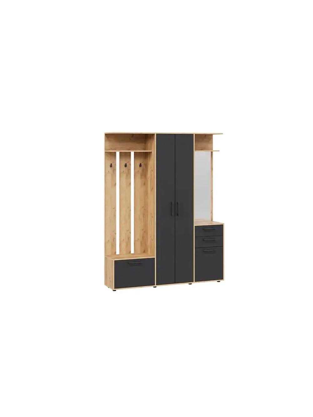 Прихожая с зеркалом Дуб крафт золотой 160х36х205