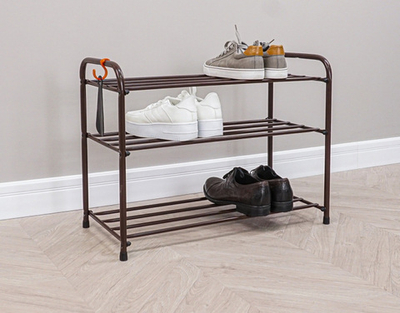 Полка для обуви 3-х полочная 60 см АЛЬФА 23 коричневая (48904)
