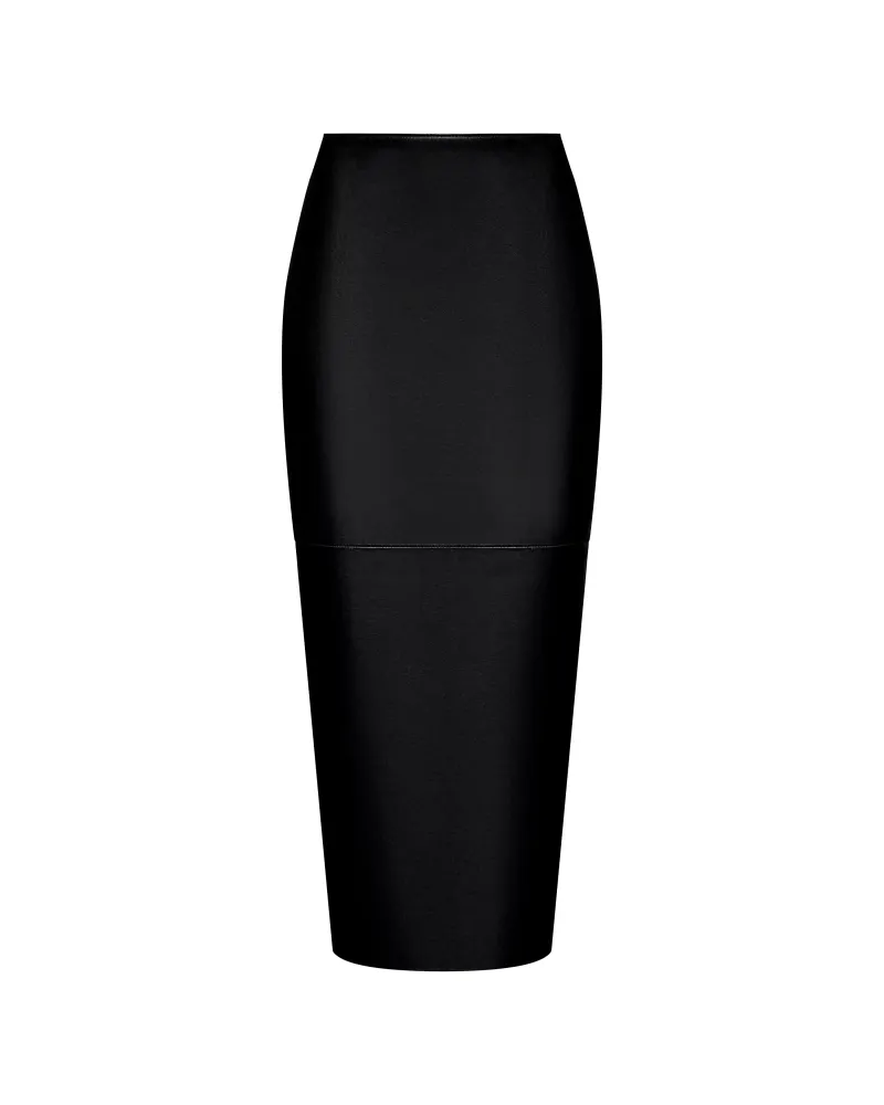 Adrianne midi, юбка миди из натуральной кожи черная