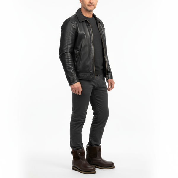 Унты укороченные мужские из кожи теленка и замши