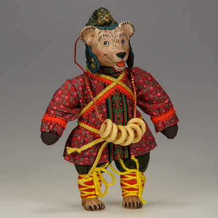 Ёлочная игрушка Медведь в колпаке с баранками