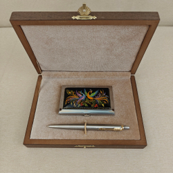 Набор подарочный "Две Жар-птицы" с ручной росписью в футляре