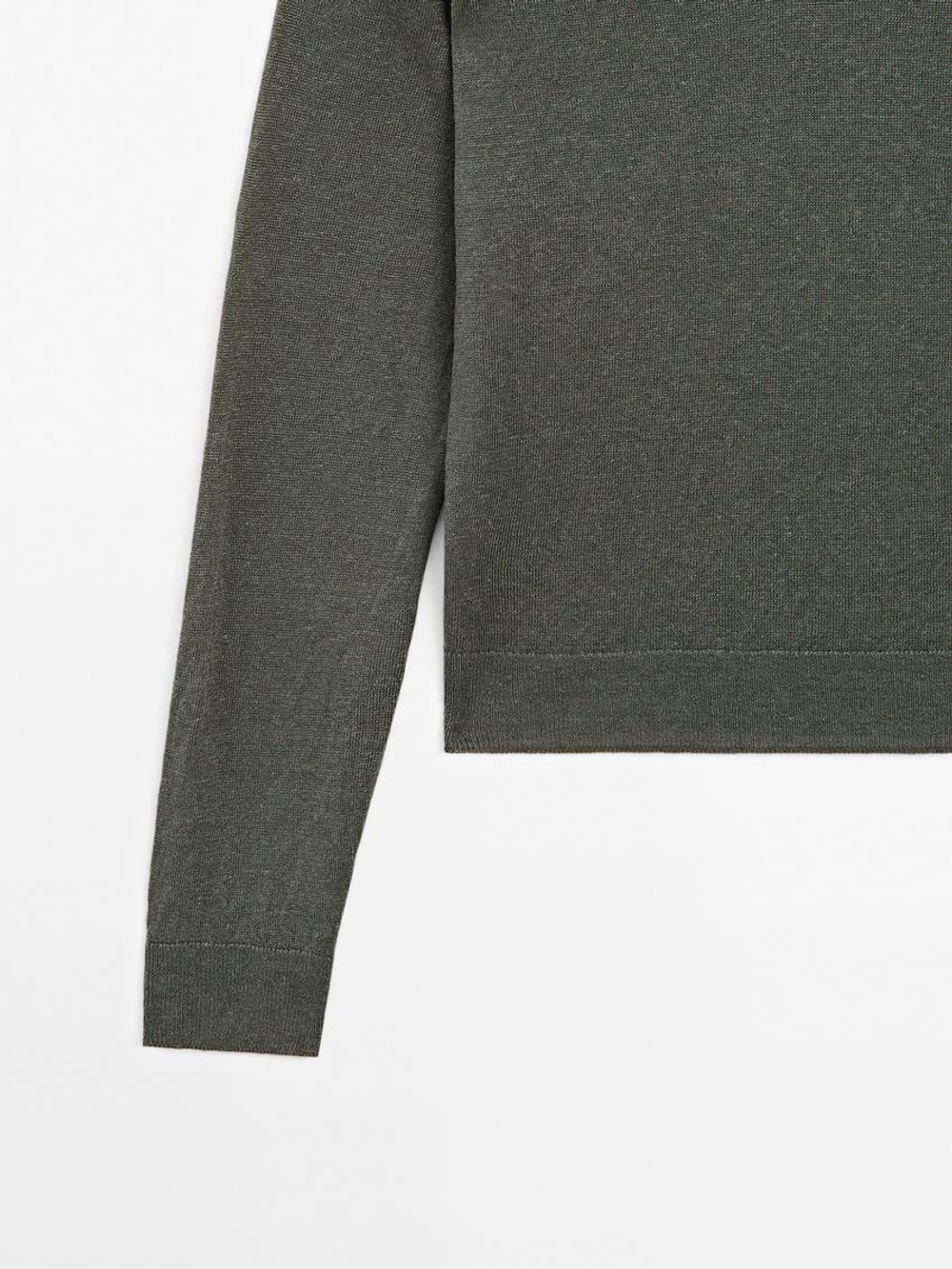 Massimo Dutti Свитер из 100% льняной ткани, свинцовый