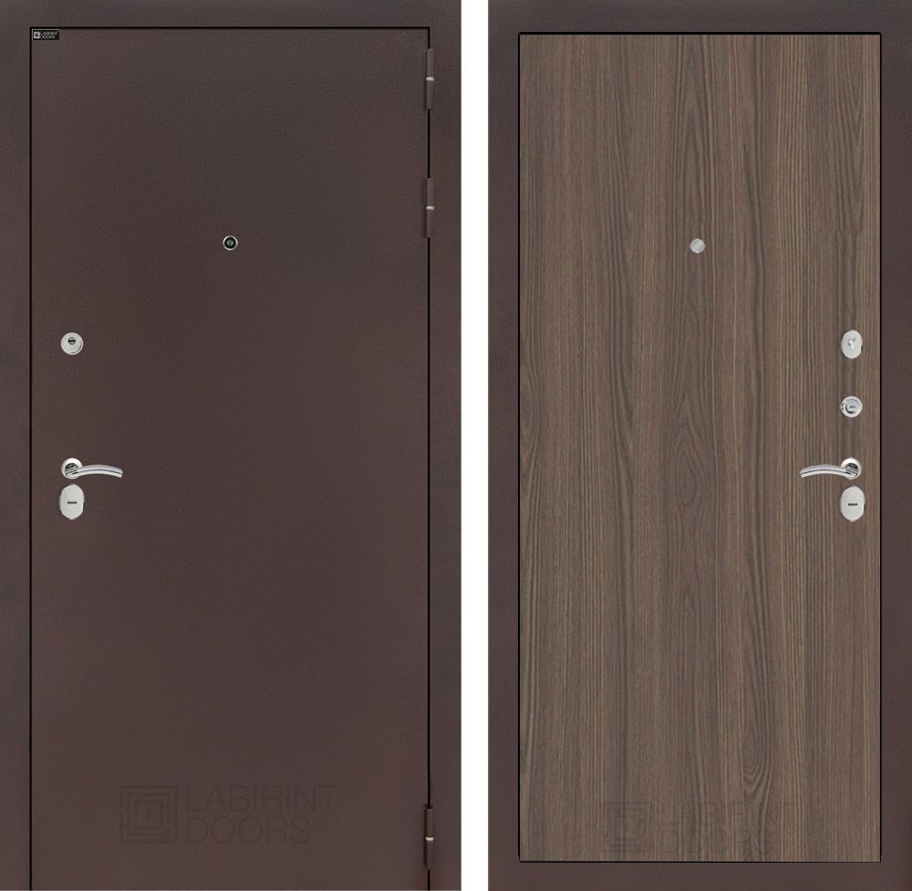 Входная дверь Лабиринт КЛАССИК антик медный - 05 Ясень Темный