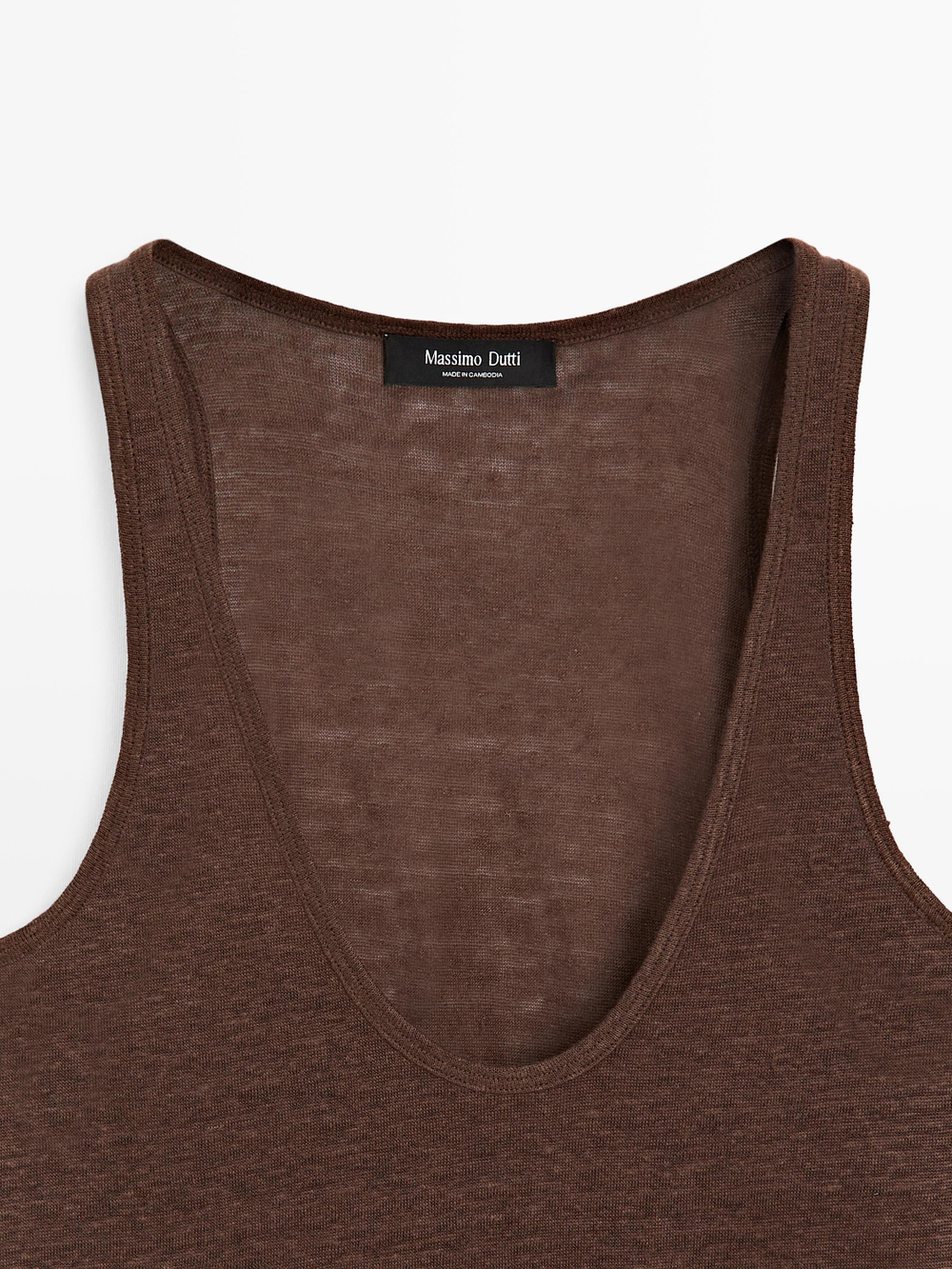 Massimo Dutti Топ на бретелях из 100% льна, шоколадный