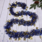 Мишура 2м 8см «Звезда», Синий/золото