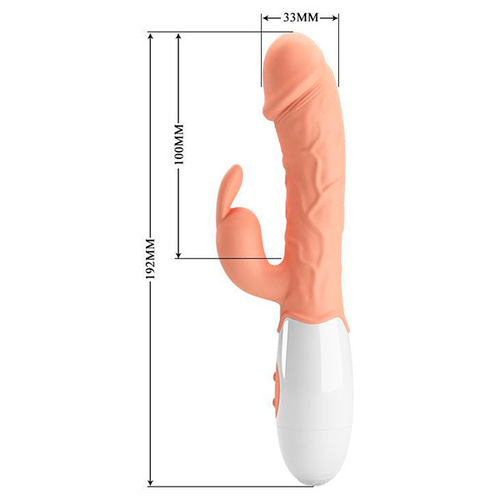 Телесный вибратор с клиторальным стимулятором 19,2см Pretty Love Easter Bunny BI-014962R