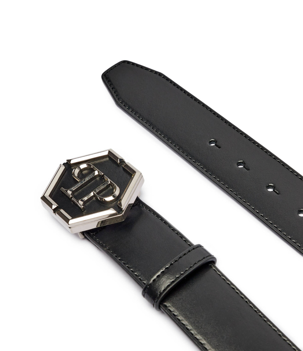 Кожаный ремень Hexagon Philipp Plein - черный(MAL0062 PLE010N)