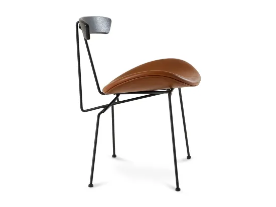 Cтул Candy металлический, дерево и коричневая экокожа