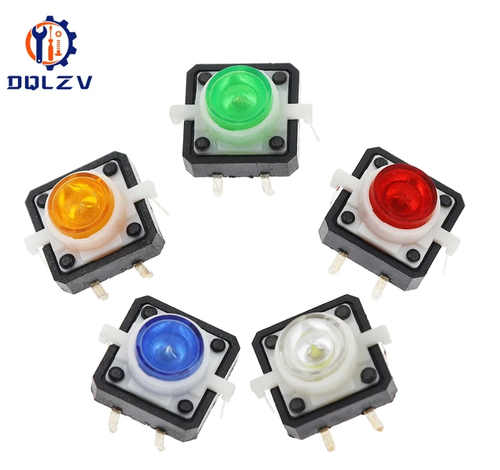 Тактовая кнопка со встроенной светодиодной подсветкой 12X12X7.3 мм