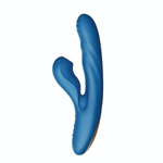 Голубой вибратор Otto с возвратно-поступательными движениями, вакуумом и подогревом - 22,2 см. (Цвет: голубой)