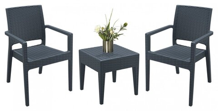 Комплект пластиковой мебели Siesta Contract Miami Ibiza, антрацит