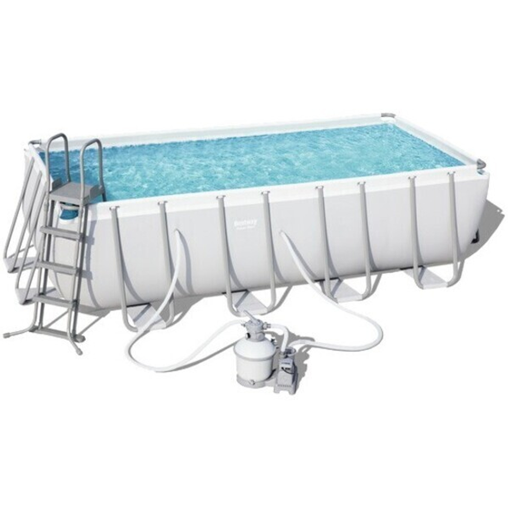 Бассейн каркасный Power Steel Rectangular прямоугольный 488*244*122 см + 3 аксессуара Bestway (56671)