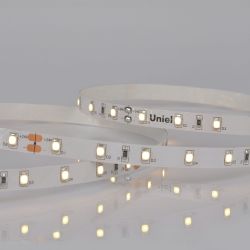 ULS-2835-60LED-m-8mm-IP20-DC24V-6W-m-5M-WW Гибкая светодиодная лента на самоклеящейся основе. Катушка 5 м. в герметичной упаковке. Теплый белый свет 3000K. ТМ Uniel.