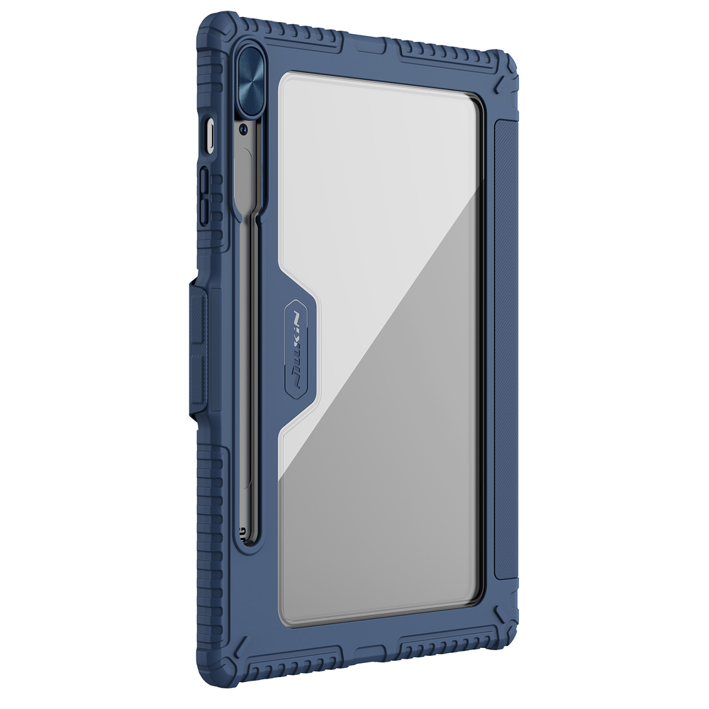 Чехол книжка синего цвета от Nillkin для планшета Samsung Galaxy Tab S9+ и S10+, серия Bumper Pro Case-Multi Angle Folding Style, многофункциональный складной