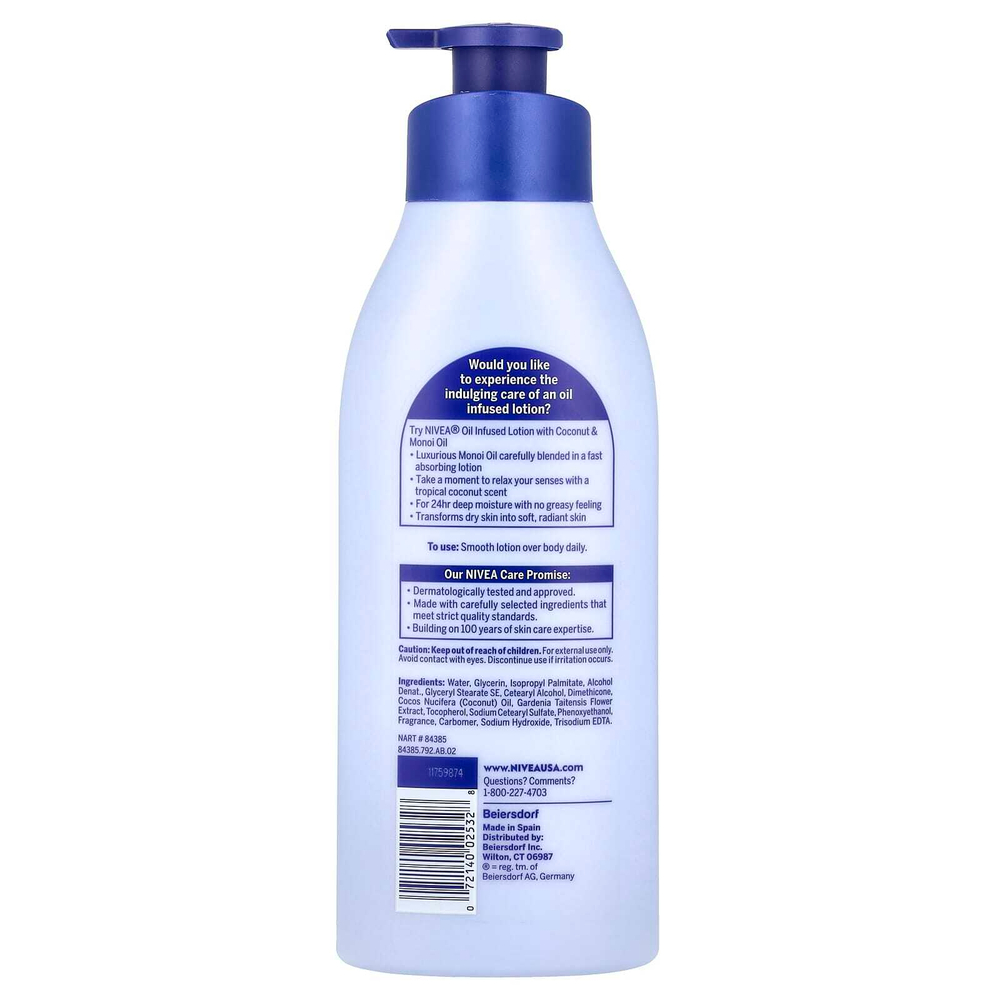 Nivea, Масляный лосьон, кокосовое масло и масло монои, 500 мл (16,9 жидк. унц.)