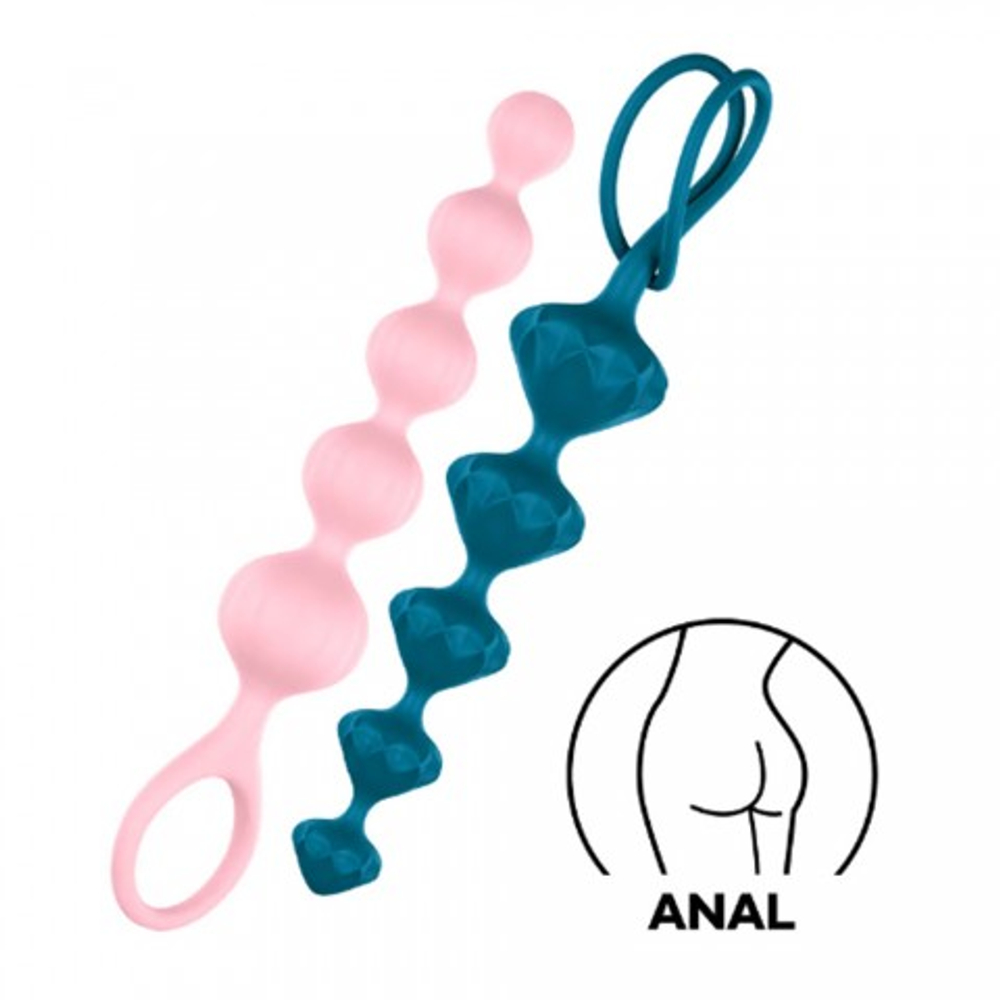 Набор анальных стимуляторов Love Beads от Satisfyer разноцветные (2 шт)